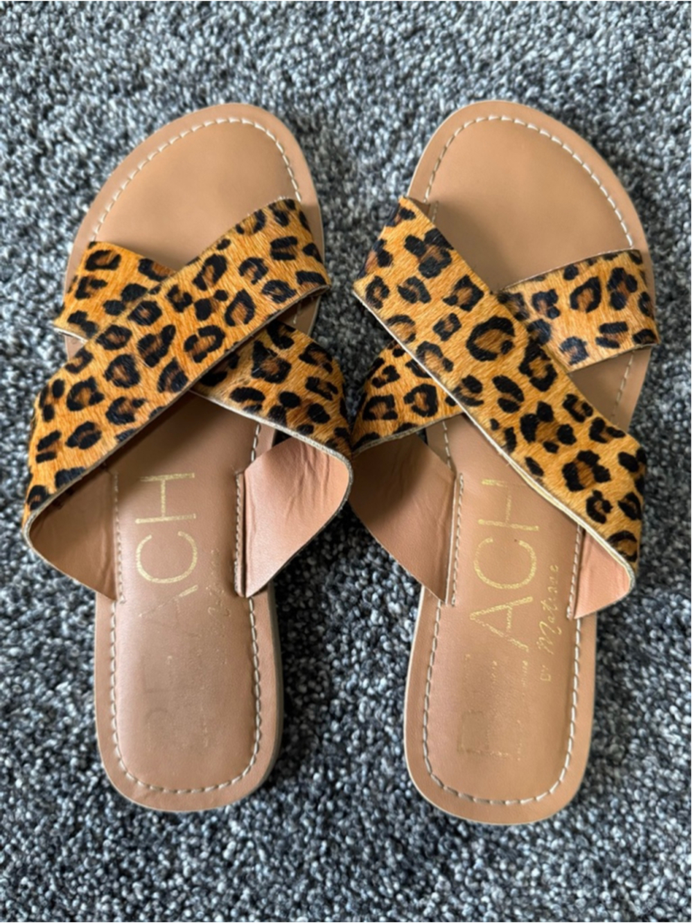 Women's Beach by Matisse Leopard Print Sandals Size 7 Brown Black